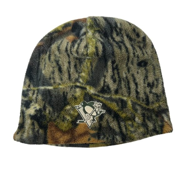 Pittsburgh Penguins Camo Camouflage Reversible Beanie Knit Ski Cap Hat Hockey - Picture 1 of 6